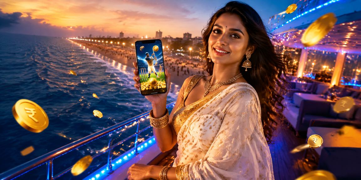 Excited Indian cricket fans watching IPL match, merging sports and online entertainment